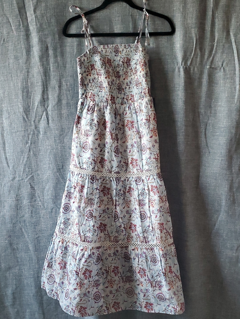 Roller Rabbit x Target Tie-shoulder Smock Blue Floral Tiered Maxi Dress